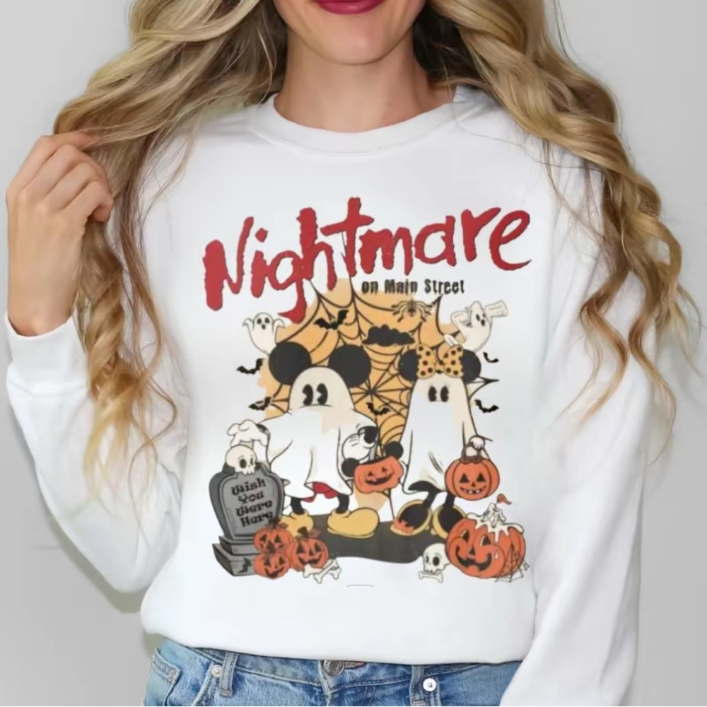 Nightmare on Mainstreet Graphic Beige Sweater